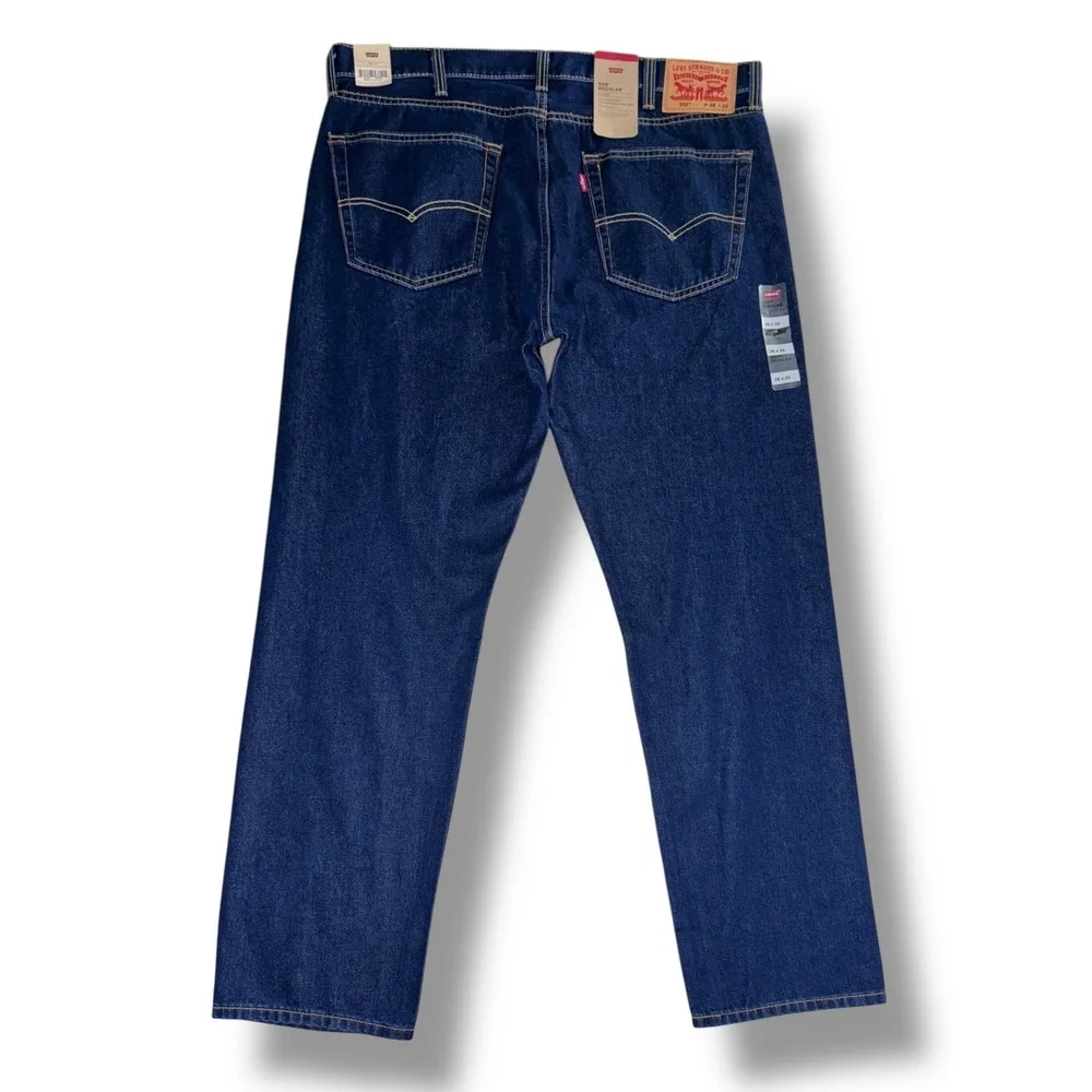 Levis 505 Regular Fit Straight Leg Jeans Mens 38x32 Dark Indigo Blue NWT